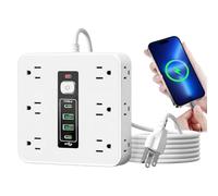 Ylnailky Regleta de Enchufes con Puertos USB - Gestión De La Electricidad,Regleta De Enchufes con 4 Puertos USB - para Pared Escritorio Cocina Sala de Estar Electrodomésticos Teléfono