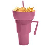 Ylnailky Taza para Bebidas y Snacks | Vaso de Bebida con Bol para Snacks en la Parte,Contenedor Portátil para Bebidas y Alimentos para Adultos, Niños y Bebés en Exterior, Viaje, Camping, Picnic,