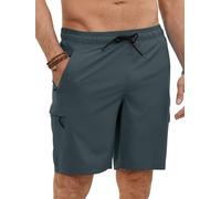 YloveM bañador Hombre Corto 2 en 1 Forro de Malla Natación bañador antirozaduras Hombre Secado Rápido Bolsillo con Cremallera Playa Impermeable Surf Traje de baño Hombre con Cordón Gris Oscuro XL