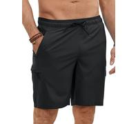 YloveM bañador Hombre Corto 2 en 1 Forro de Malla Natación bañador antirozaduras Hombre Secado Rápido Bolsillo con Cremallera Playa Impermeable Surf Traje de baño Hombre con Cordón Negro XL