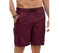 YloveM bañador Hombre Corto 2 en 1 Forro de Malla Natación bañador antirozaduras Hombre Secado Rápido Bolsillo con Cremallera Playa Impermeable Surf Traje de baño Hombre con Cordón Vino M