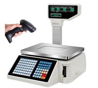 ylpddmm Bascula de Comercio Digital Electronica, 30KG Balanza Comercial para Pesar Fruta, Verdura Peso, Pantalla LCD Digital de Doble Cara para Supermercado/Tienda Minorista Machine+Gun