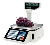 ylpddmm Bascula de Comercio Digital Electronica, Báscula de impresión de Etiquetas, Báscula Digital de Alta precisión con Doble Pantalla, para Hostelería, Bollería, Frutería Machine