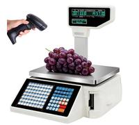 ylpddmm Bascula de Comercio Digital Electronica, Báscula de impresión de Etiquetas, Báscula Digital de Alta precisión con Doble Pantalla, para Hostelería, Bollería, Frutería Machine+Gun