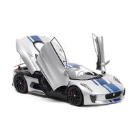 YLQERZ Modelo De Coche A Escala 1:18 Jaguar C-X75 Plateado con Rayas Azules Modelo Coche Aleación De Metal Fundido A Presión Colección para Entusiastas Miniatura De Colección