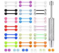 Ylqjksk Anillos de lengua de plástico acrílico que brillan en la oscuridad, juego de joyas para mujeres y hombres, retenedores hipoalergénicos, color plateado, oro y rosa, paquete de retenedores para
