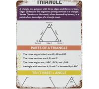 YLQUXEUV Triangle Educational Retro Metal Tin Sign Vintage Wall Decor for Math Classroom Geometry Student Teacher 8 X 12 in