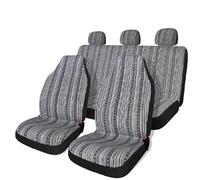 Ylrng Juego Completo De Fundas Asiento Coche A Rayas con Almohadillas para Cinturón Seguridad Y Funda para Volante Universal Lavable Delanteros Traseros(Black White)