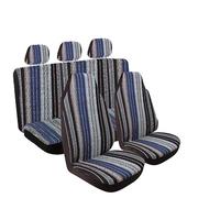 Ylrng Juego Completo De Fundas Asiento Coche A Rayas con Almohadillas para Cinturón Seguridad Y Funda para Volante Universal Lavable Delanteros Traseros(Blue)