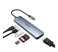 YLSCI 6 en 1 USB C Hub, estación de Acoplamiento para computadora portátil, 4K HDMI, USB 3.0 x 3, SD/TF Compatible con MacBook, Surface Pro/Go, iPad Pro/Air