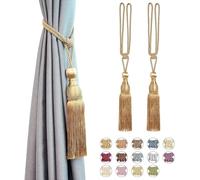 YLSSAB Alzapaños para cortinas, alzapaños, alzapaños de cortina, paquete de 2 alzapaños de malla con borlas de bola de estilo europeo vintage, alzapaños de cortina hechos a mano, cuerda trenzada