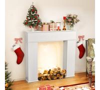 YLSZHY Chimenea eléctrica de 42 pulgadas, mantel envolvente de madera con armario de almacenamiento, mesa consola de chimenea blanca para sala de estar y dormitorio