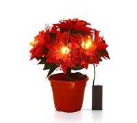 YLSZHY Flor de Pascua Artificial en Maceta con Luz, Bonsái de Flores Falsas, Planta en Maceta con Maceta para Fiesta de Navidad, Vacaciones, Hogar, Mesa de Comedor, Oficina, Decoración