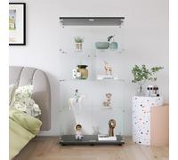 YLSZHY Vitrina de Cristal con 2 Puertas y Cerradura, Vitrina de 4 Niveles con Cerradura, librería Independiente para salón y Dormitorio, Negro