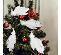YLSZHYR Adornos Navideños de Pavo Real, Adornos de Pavo Real para Decoraciones de árboles de Navidad, Decoración de Pavo Real Blanco, Pájaros Artificiales de Pavo Real para