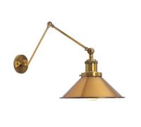 YLTLINK Lámpara de pared retro de brazo oscilante industrial,brazo oscilante ajustable, e27 Portalámparas, lámpara de lectura de dormitorio Dorado-1 pieza