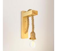 YLTLINK Lámparas de pared industrial, lámparas de pared de madera, cuerdas de cáñamo, faros de cama industriales con cuerdas de cáñamo e27 lámparas de pared decoración del hogar-1 pieza
