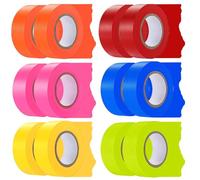 YLTOLOO Paquete de 12 cintas de señalización de 6 colores surtidos, cinta de plástico no adhesiva, cinta de neón de 0.78 x 1200 pies, cinta de marcado para límites y zonas peligrosas, marcado de