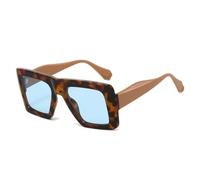 YLTPHD Gafas de sol cuadradas extragrandes estilo retro para mujer, con lentes degradadas UV400, estilo punk, color amarillo y azul (azul leopardo).