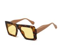 YLTPHD Gafas de sol cuadradas extragrandes estilo retro para mujer, con lentes degradadas UV400, estilo punk, color amarillo y azul (amarillo leopardo).