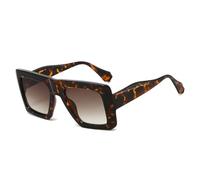 YLTPHD Gafas de sol cuadradas extragrandes retro para mujer, con degradado UV400, estilo punk, color amarillo y azul (estampado leopardo con degradado).