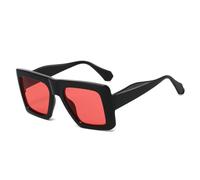 YLTPHD Gafas de sol cuadradas extragrandes retro para mujer, con lentes degradadas UV400, estilo punk, color amarillo y azul (negro y rojo).