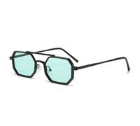 YLTPHD Gafas de sol de doble puente para hombre y mujer, con montura de metal UV400 y lentes transparentes degradadas, color negro y verde.