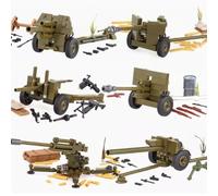 YLtremker WW2 Militar Unión Soviética Aartillería Bloques de construcción con minifiguras y pieza de arma, cañones militares, modelo de cañón antiaviador, juego de armas