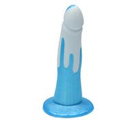 Ylva & Dite - Consolador natural Eros Smoke/Luster Blue/Silicona Dildo/Strapon & Dildo anal para mujeres y hombres - 17 cm de largo, máx. Ø 4,2 cm, gris pastel/azul - Juguete sexual