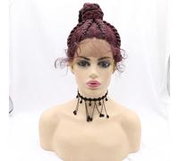 ylvia - Pelucas holandesas trenzadas hechas a mano, 8 trenzas sintéticas trenzadas con encaje frontal, para mujer, cabello 100% hecho a mano con colas de caballo altas