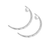 YLWX Patrón De Perlas Luna Creciente Palillos De Pelo Estilo Chino Diseño De Nicho Sense Pill Head Plate Palillo Metálico El Cabello (Color : Silver 2)