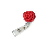 YLWX Porta Tarjetas Identificativas Retráctiles de Enfermería Hebilla Resina Flor Rosa Empleado de Dibujos Animados Certificado de Trabajo Titulares de Insignia (Color : Red, Size : 2 pcs)