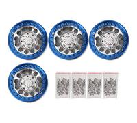 Ylwxzenith 4Pcs 1.9in Aluminium Alloy Beadlock Wheel Rims Hubs, High Strength Durability, Easy Installation, for SCX10 1/10 RC Crawler Car (Silver Blue)