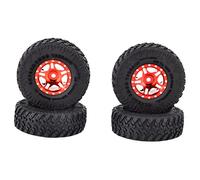 Ylwxzenith 4PCS For SCX24 Tires, Durably Rubber and Aluminum Alloy Material, Practical and, to Replace, Compatible with AXI00001 AXI00002 1/24 Scale (Red)