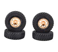 Ylwxzenith 4PCS For SCX24 Tires, Durably Rubber and Aluminum Alloy Material, Practical and, to Replace, Compatible with AXI00001 AXI00002 1/24 Scale (Saturday and Gold)