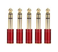 Ylwxzenith 5PCS 6.5mm to 3.5mm Audio Cable Adapter Plugs, Gold Plated Contacts, Durable Zinc Alloy Shell, for Guitars and Speakers, Blue and Red Options (Red)