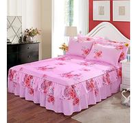 YLXD 3pcs Juego de Colcha de Falda con Volantes,Juego de Cama con Funda de sábana Ajustable,Suministros de Ropa de Cama con Funda de edredón de algodón Universal Four Seasons