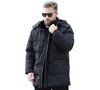 YLXD Hombre Invierno Cazadoras De Plumas Talla Grande Calor Grueso Manga Larga Encapuchado Chaquetas Acolchado Hombre Inverno Chaqueta Acolchada con Capucha Black,9XL