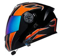 YLXD Modular Bluetooth Integrado Casco Moto Integral con Doble Visera Personalidad Fresca Casco para Montar Al Aire Libre Apto para Cruceros Locomotora,Dot/ECE Certificado J,XL