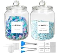 YlYADl Tarros de Almacenamiento con Tapa,4L Almacenamiento de Detergente para Lavandería,Recipiente de Vidrio Grande Hermético,Tarros de Cristal con Tapa 24 Pegatinas 2 Cuchara Dosificadora 2 Clips