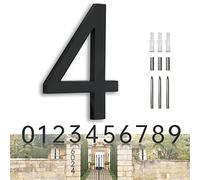 YLYOUNI Numeros Casa Exterior Modernos Negro 17,80cm,Números Flotantes Casa Exterior Acero Inoxidable 3D,Numeros para Puerta de Casa para Buzon,Hotel,Jardín,Calle - Número 4