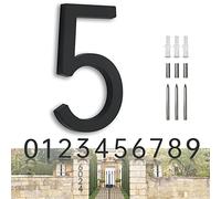 YLYOUNI Numeros Casa Exterior Modernos Negro 17,80cm,Números Flotantes Casa Exterior Acero Inoxidable 3D,Numeros para Puerta de Casa para Buzon,Hotel,Jardín,Calle - Número 5