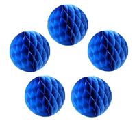 YLY's Love Pom Poms papel de seda bolas de panal de abeja, decoración de pared, pompones de decoración para cumpleaños, boda, cuarto de baño (azul real, 5 unidades - 25,4 cm)