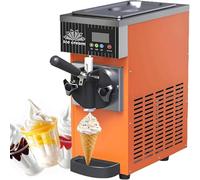 YMAOMAO Máquina de Helados de un Solo Sabor, máquina de Helados Comercial, Rendimiento de 4-5 l/h, máquina de Helado Suave de mostrador de 450 W con Panel LCD, Alarma de Falta de inflado Orange
