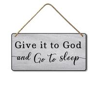 Ymaotrade Letreros cristianos con texto en inglés "Give it to God and Go to Sleep", decoración rústica de pared para parejas, arte religioso de madera, decoración de pared para ir a dormir, dárselo a