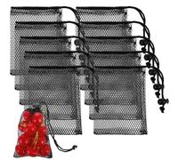 Ymapinc 10 bolsas pequeñas de malla con cordón negro de malla con cordón, mini bolsas de red de nailon con cordones, pequeñas cosas de viaje, pelotas de tenis, bolsas de golf, 5.5 x 4 pulgadas, Negro,