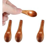 Ymapinc 4 mini cucharas de madera, pequeñas cucharas hechas a mano para especias, tarros de azúcar, salsa, miel, cocina (2.4 pulgadas, rojo marrón)