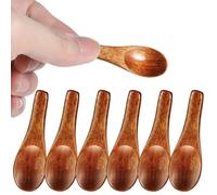 Ymapinc 6 cucharas pequeñas de madera, mini cucharas de madera para tarros de especias, miel, azúcar, salsa, cucharadita de cocina, color rojo y marrón