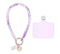 Ymapinc Bonito dije para correa de teléfono, pulsera de silicona antideslizante con correa trenzada a juego para funda de teléfono, muñeca de silicona de mini oso, morado y blanco degradado
