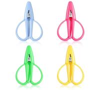 Ymapinc Juego de 4 tijeras pequeñas de acero inoxidable para manualidades, tijeras de bordar, mini tijeras con mango de silicona para coser, cortar papel, álbumes de recortes